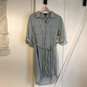 Jessica Simpson Light Denim-Washed Button Down Dress/Tunic Top.